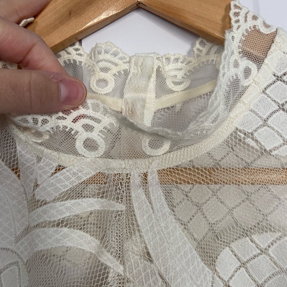 Anthropologie HD in Paris Ivory Lace Pineapple Top - Picture 6 of 12